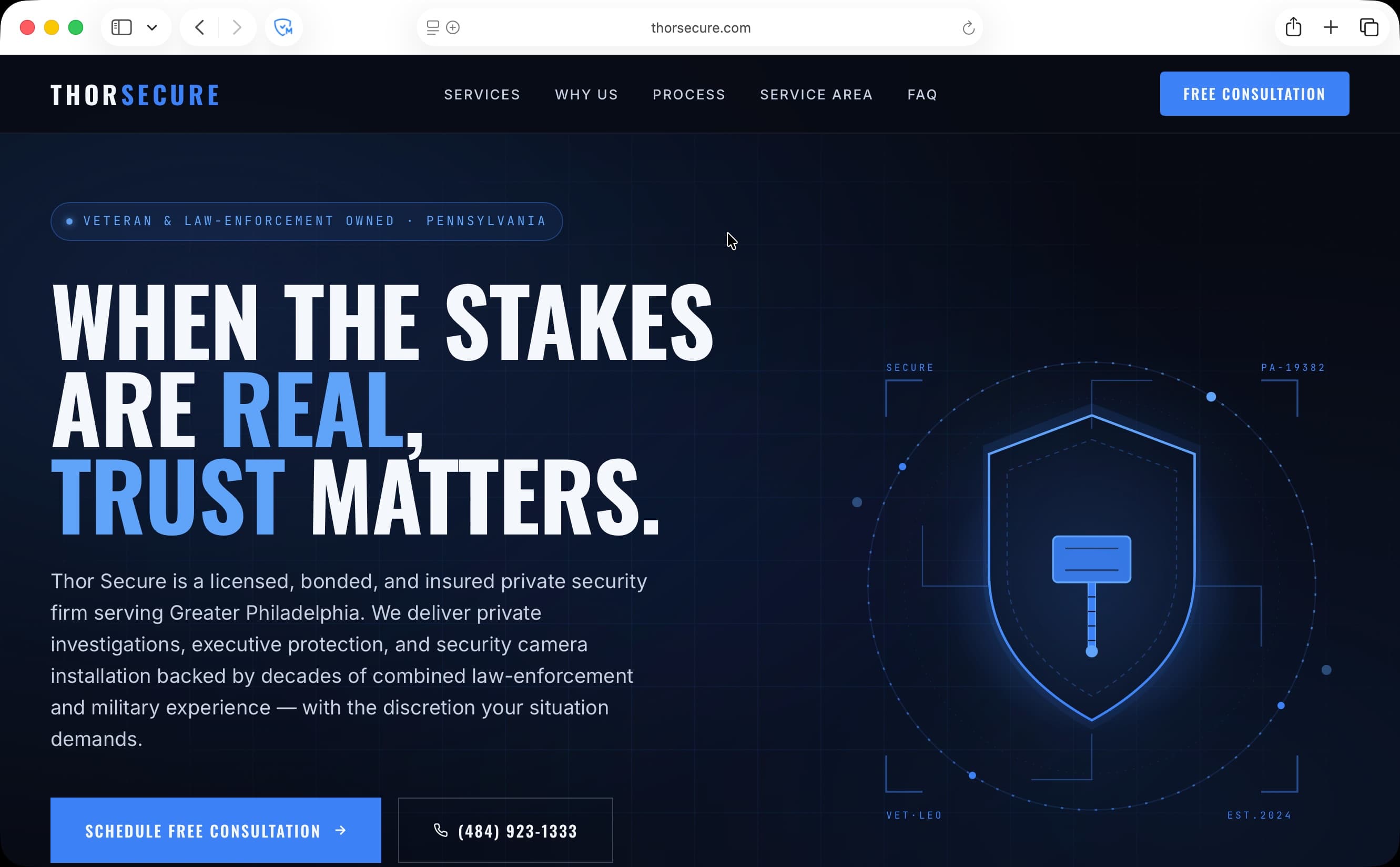 Thor Secure Private Security website design - PushMedia