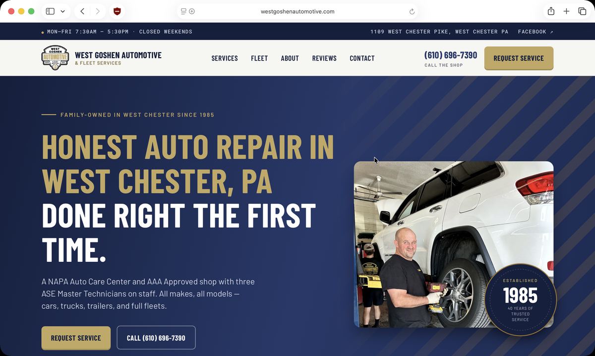 West Goshen Automotive and Fleet Services website - PushMedia